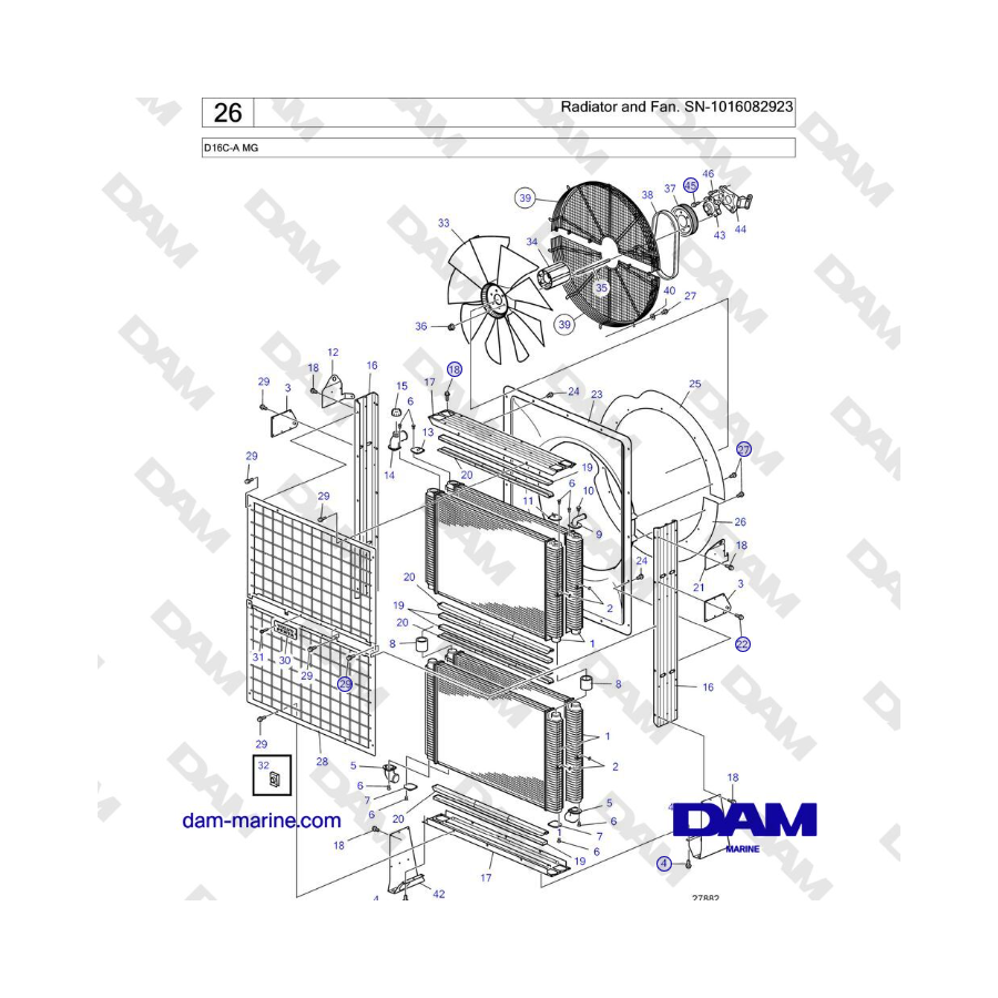 Volvo Penta D16C-A MG - Radiator and Fan