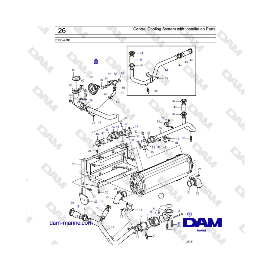 Volvo Penta D16C-A MG - Sistema di raffreddamento centralizzato con parti di installazione 