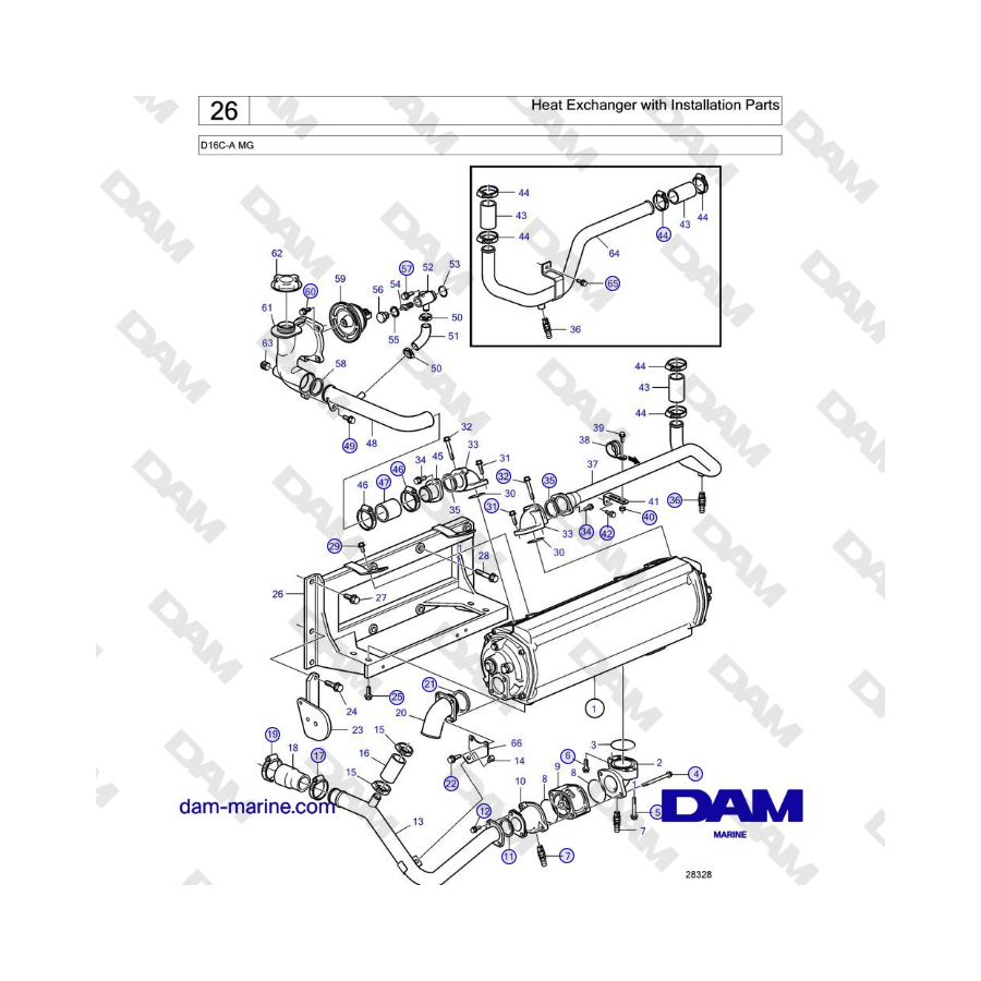 Volvo Penta D16C-A MG - Intercambiador de calor con piezas de instalación 
