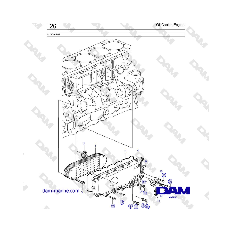 Volvo Penta D16C-A MG - Enfriador de aceite del motor