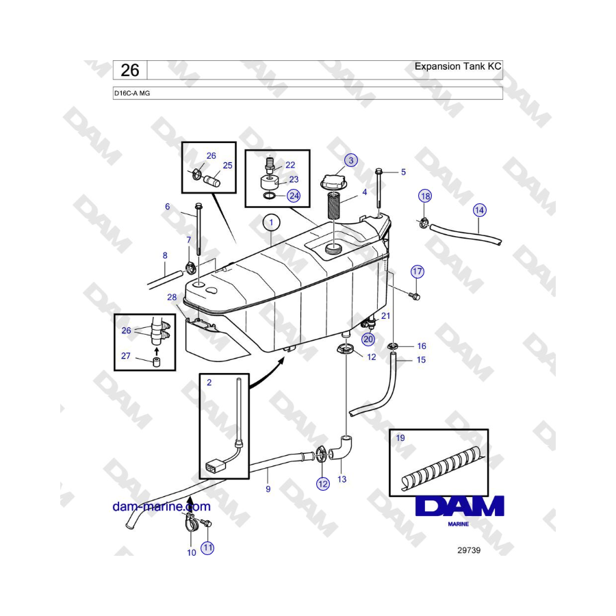 Volvo Penta D16C-A MG - Depósito de expansión KC 