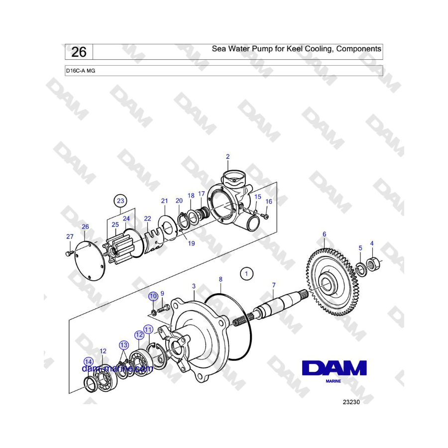 Volvo Penta D16C-A MG - Wear Kits For Seawatwater Pumps