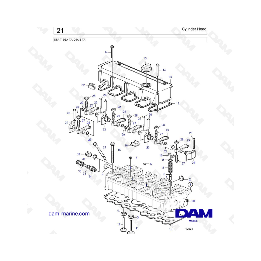 Volvo Penta D5A-T, D5A-TA, D5A-B TA - Cylinder Head