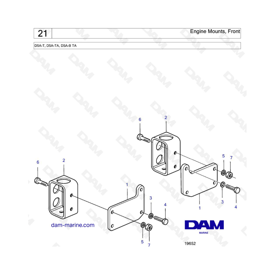 Volvo Penta D5A-T, D5A-TA, D5A-B TA, D7A-T, D7A-TA, D7A-B TA - Soportes de motor, delanteros