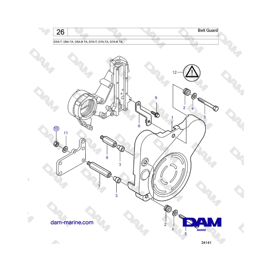 Volvo Penta D5A-T, D5A-TA, D5A-B TA, D7A-T, D7A-TA, D7A-B TA - Belt Guard