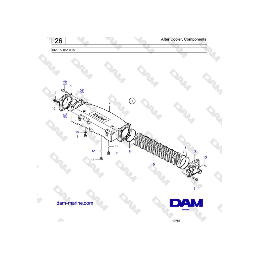 Volvo Penta D5A-TA, D5A-B TA - Postrefrigeratore, componenti 