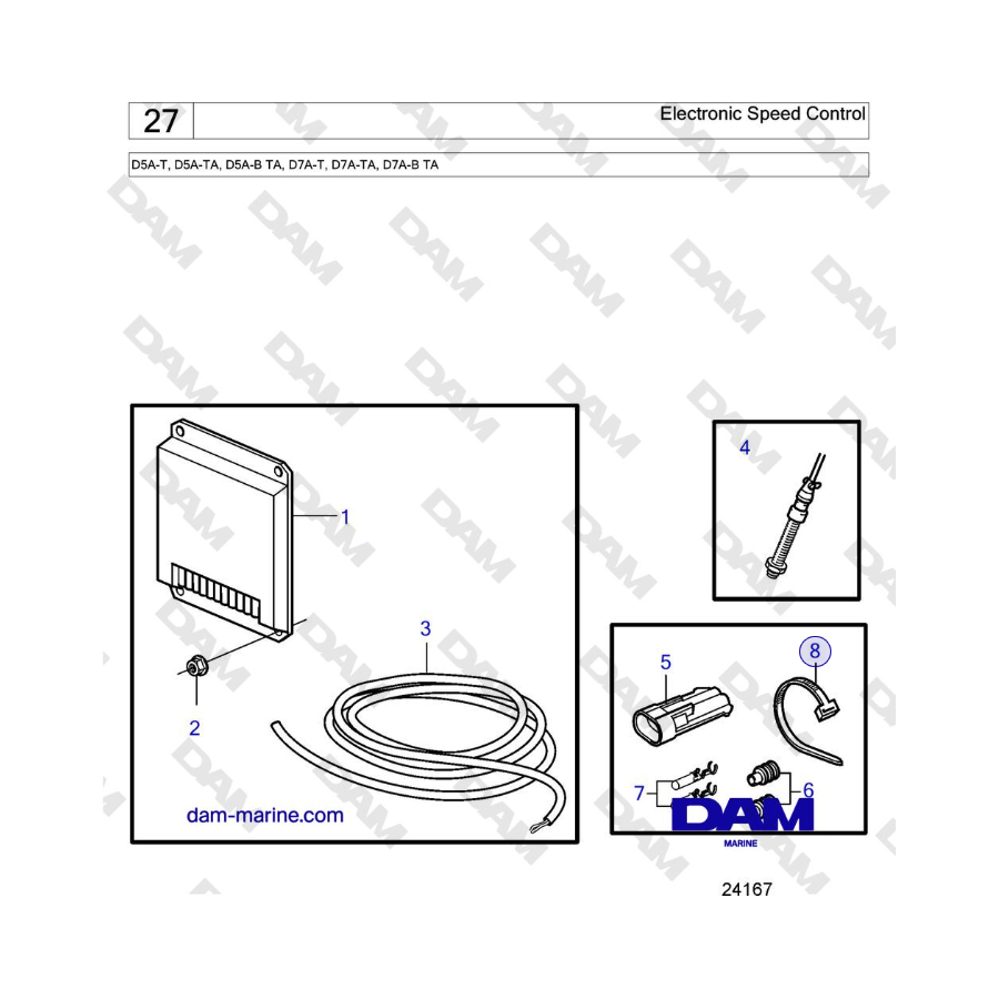 Volvo Penta D5A-T, D5A-TA, D5A-B TA, D7A-T, D7A-TA, D7A-B TA - Control electrónico de velocidad