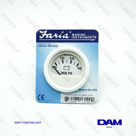 WHITE VOLTMETER CHARGE INDICATOR 10 - 16 VOLTS