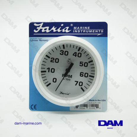 RPM COUNTER OUTBOARD WHITE 0-7000 TRS