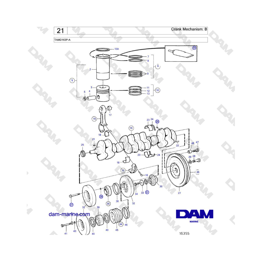Volvo Penta TAMD163P-A - Mecanismo de manivela: B 