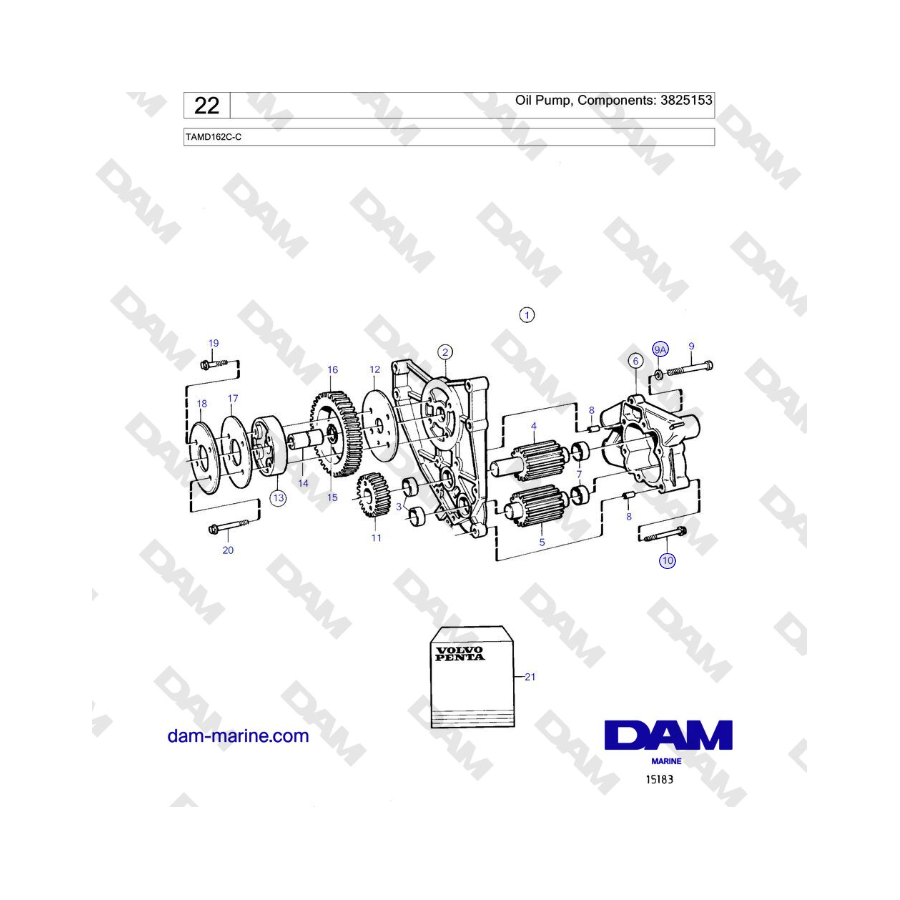 Volvo Penta TAMD162C-C - Bomba de aceite, Componentes: 3825153