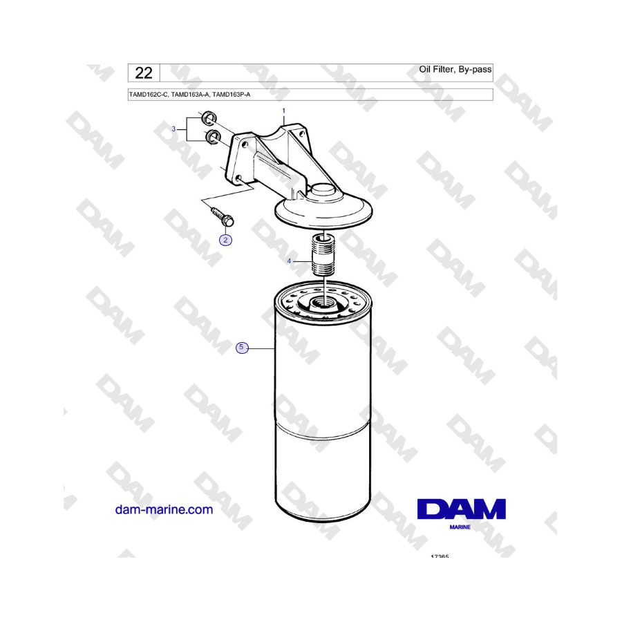 Filtro de aceite de derivación para Volvo Penta TAMD162C-C, TAMD163A-A, TAMD163P-A
