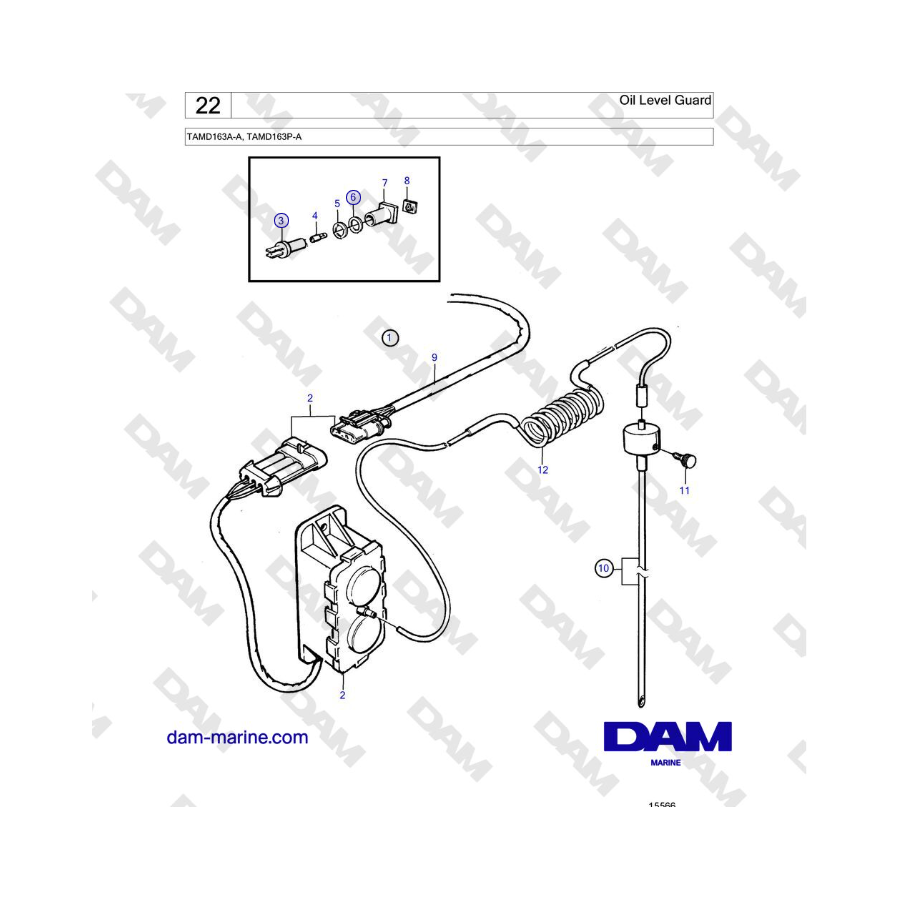 Volvo Penta TAMD163A-A, TAMD163P-A - Protector de nivel de aceite