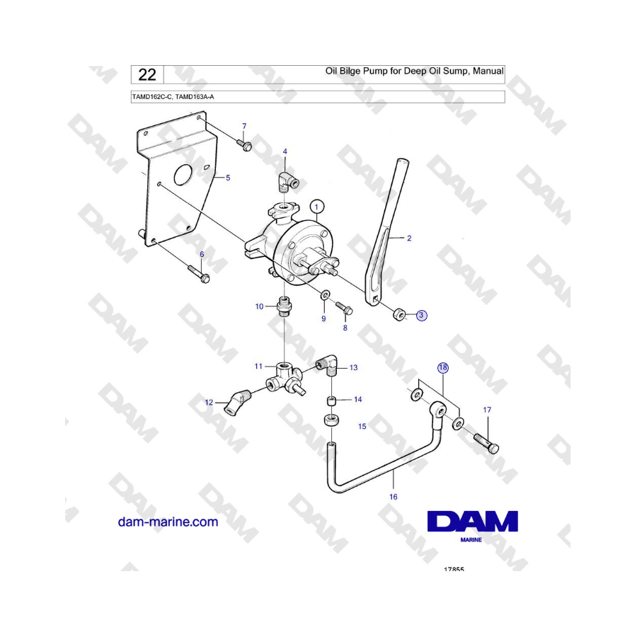 Volvo Penta TAMD162C-C, TAMD163A-A - Bomba de achique de aceite para cárter profundo, manual
