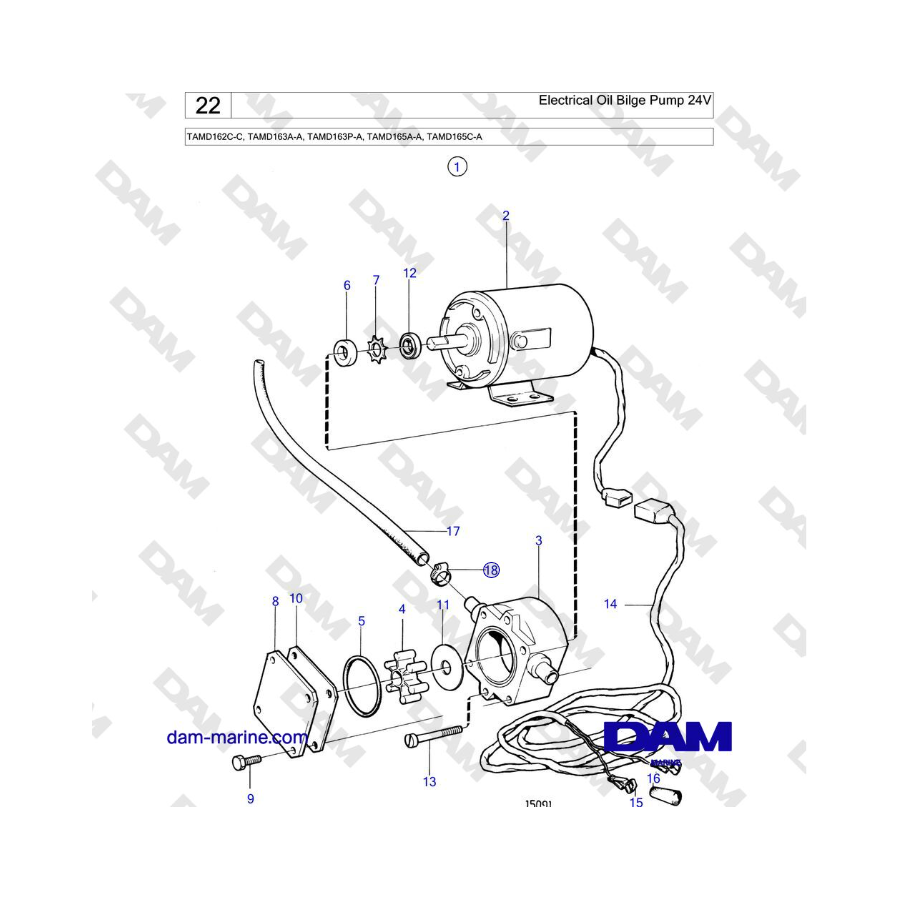 Bomba de achique de aceite eléctrica de 24 V para Volvo Penta TAMD162C-C, TAMD163A-A, TAMD163P-A, TAMD165A-A, TAMD165C-A 