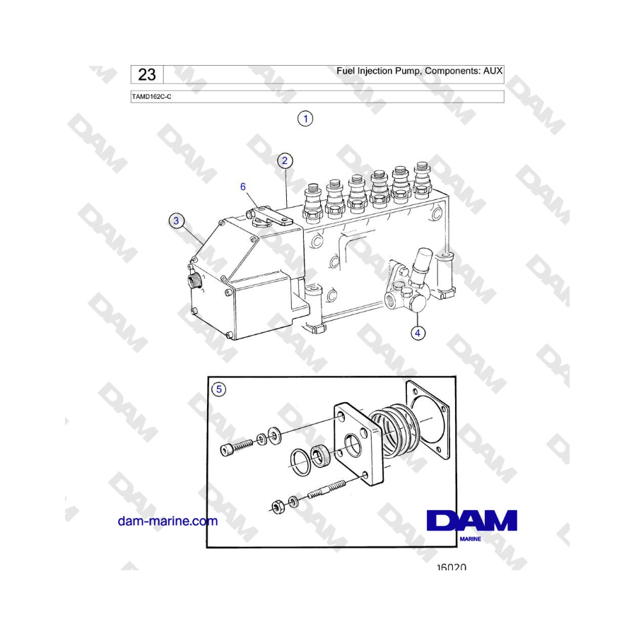 Volvo Penta TAMD162C-C - Fuel Injection Pump, Components: AUX