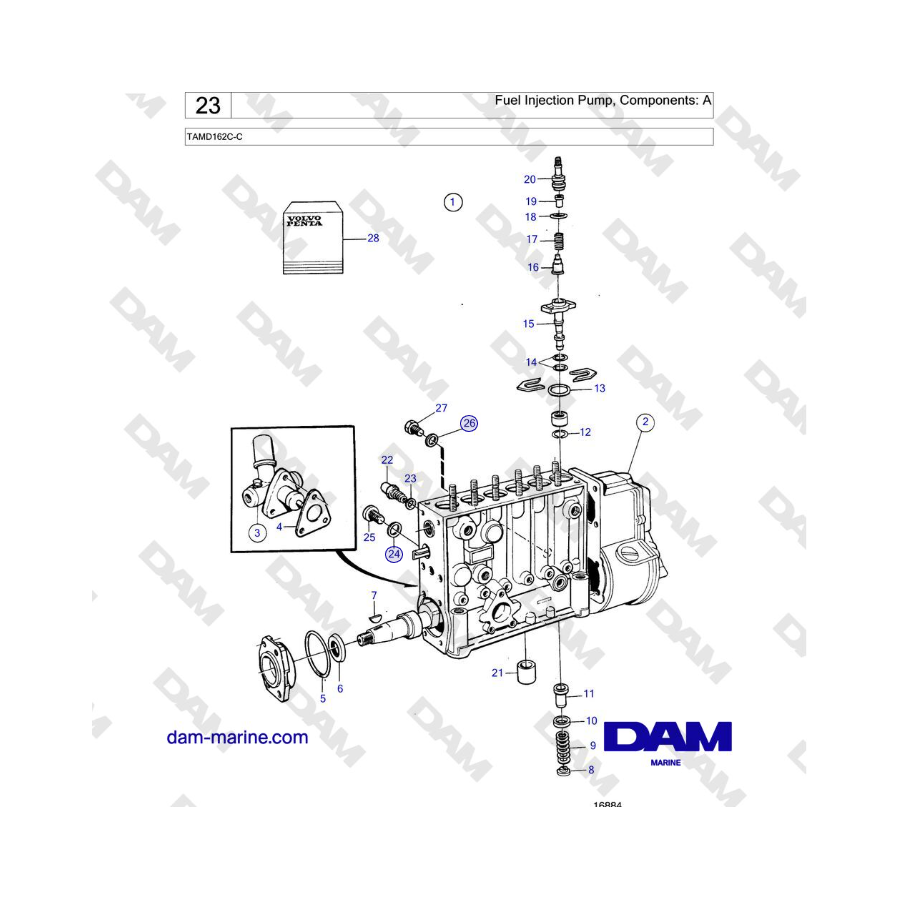 Volvo Penta TAMD162C-C - Fuel Injection Pump, Components: A