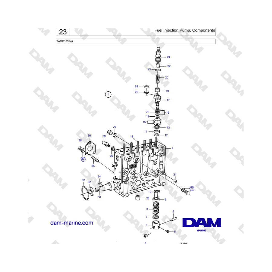 Volvo Penta TAMD163P-A - Pompa di iniezione del carburante, componenti