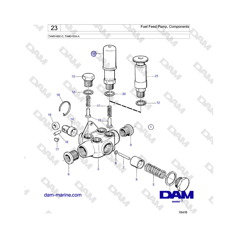 Volvo Penta TAMD162C-C, TAMD163A-A - Bomba de alimentación de combustible, componentes 