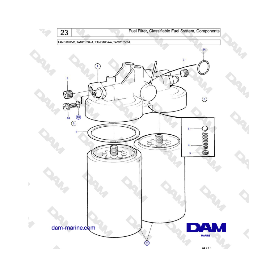 Volvo Penta TAMD162C-C, TAMD163A-A, TAMD165A-A, TAMD165C-A - Filtro de combustible, Sistema de combustible clasificable, Compone