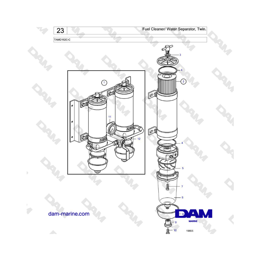 Volvo Penta TAMD162C-C - Fuel Cleaner/Water Separator, Twin.