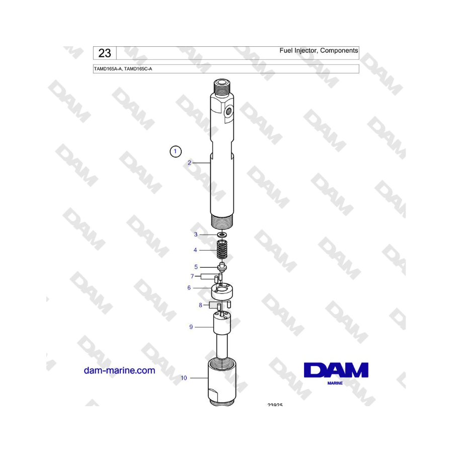 Volvo Penta TAMD165A-A, TAMD165C-A - Inyector de combustible, componentes