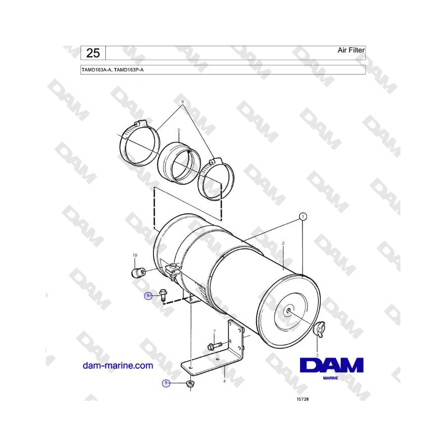 Filtro de aire para Volvo Penta TAMD163A-A, TAMD163P-A 