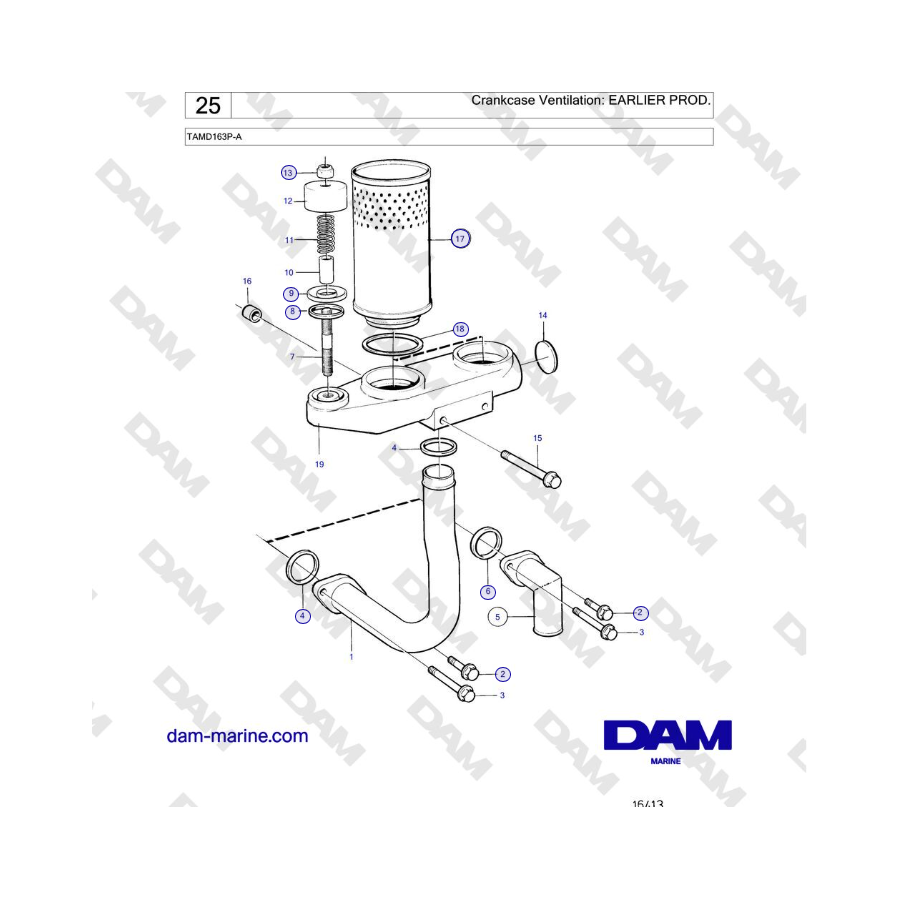 Volvo Penta TAMD163P-A - Ventilación del cárter: PRODUCTOS ANTERIORES 