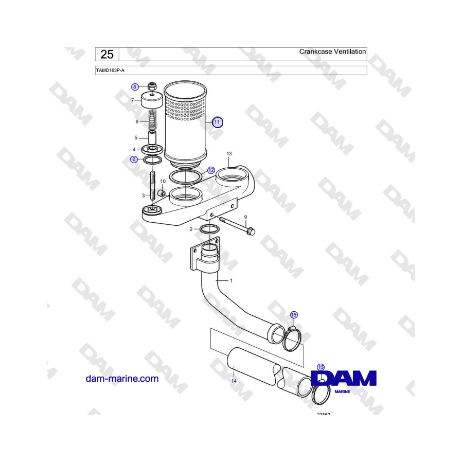 Volvo Penta TAMD163P-A - Ventilación del cárter 