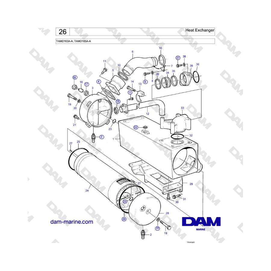 Volvo Penta TAMD163A-A, TAMD165A-A - Intercambiador de calor