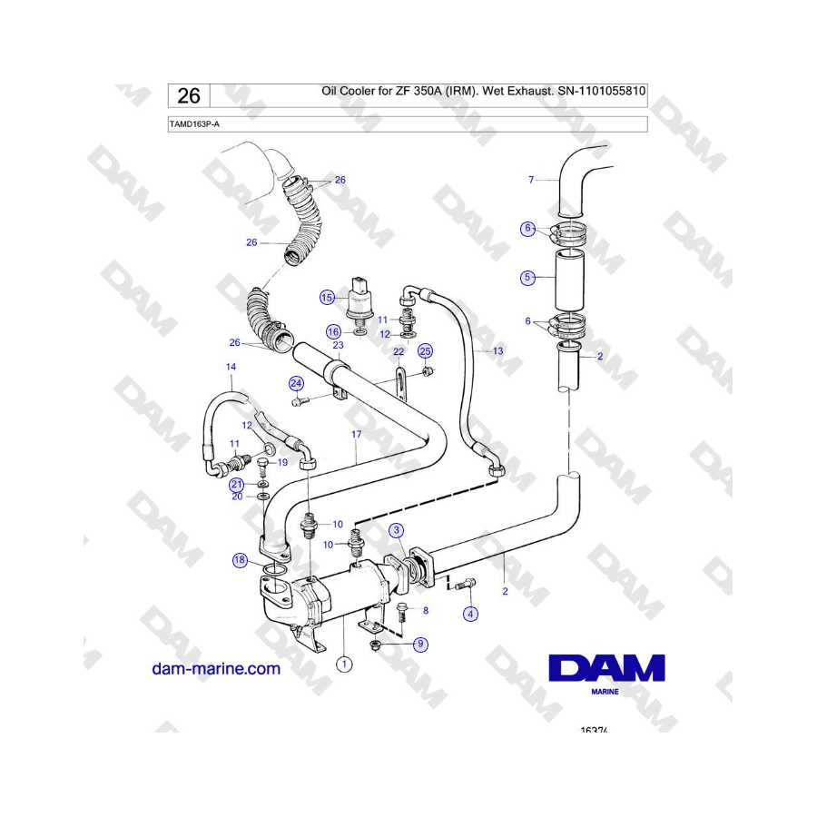 Volvo Penta TAMD163P-A - Radiatore dell'olio per ZF 350A (IRM). Scarico umido