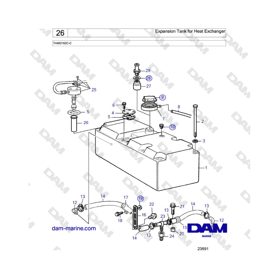 Volvo Penta TAMD162C-C - Tanque de expansión para intercambiador de calor
