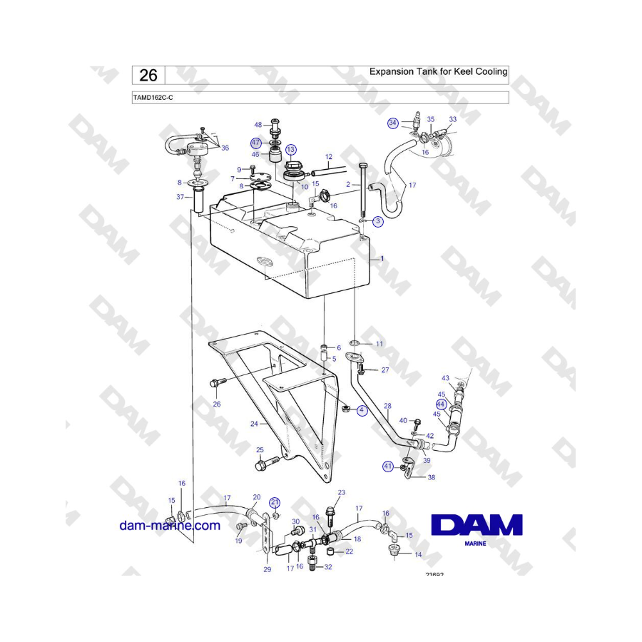 Volvo Penta TAMD162C-C - Expansion Tank for Keel Cooling 