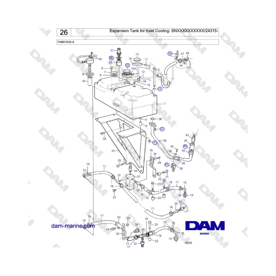 Volvo Penta TAMD163A-A - Expansion Tank for Keel Cooling