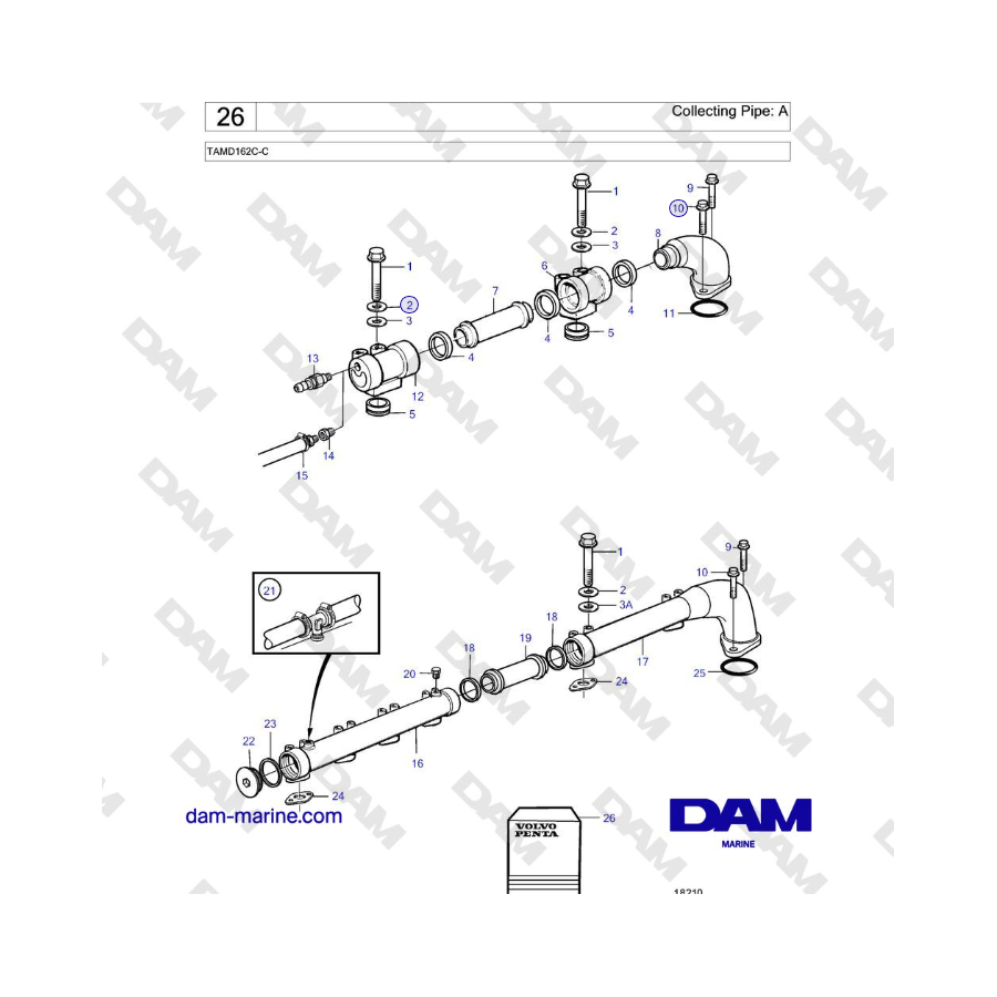 Volvo Penta TAMD162C-C - Tubo colector: A