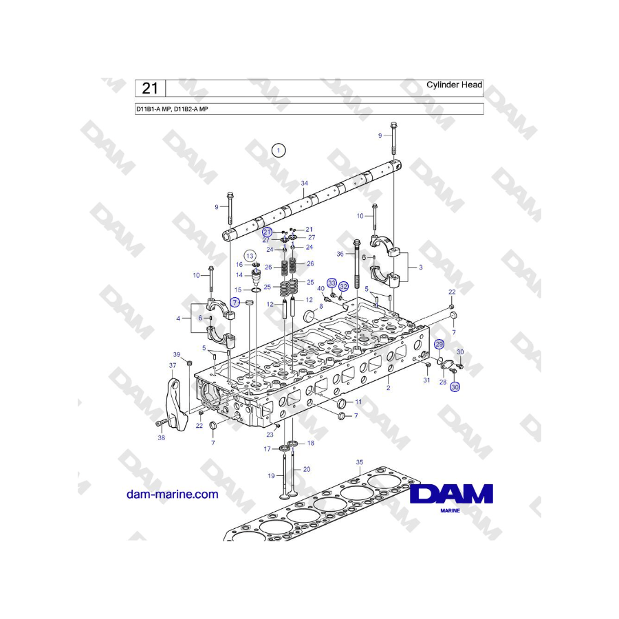 Volvo Penta D11B1-A MP, D11B2-A MP - Culata