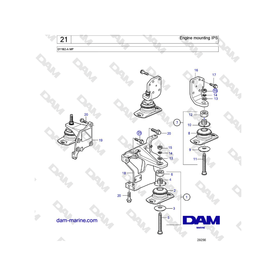 Volvo Penta D11B2-A MP - Montaje del motor IPS