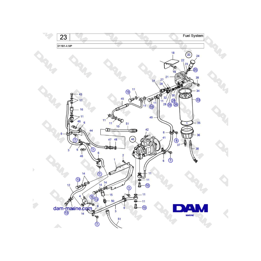 Volvo Penta D11B1-A MP - Sistema de combustible