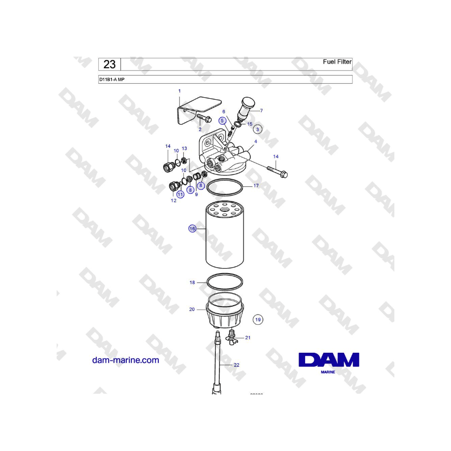 Filtro de combustible Volvo Penta D11B1-A MP
