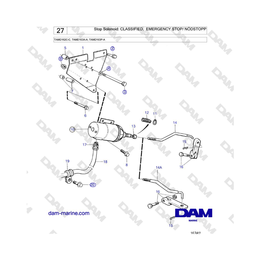 Volvo Penta TAMD162C-C, TAMD163A-A, TAMD163P-A - Solenoide de parada: CLASIFICADO