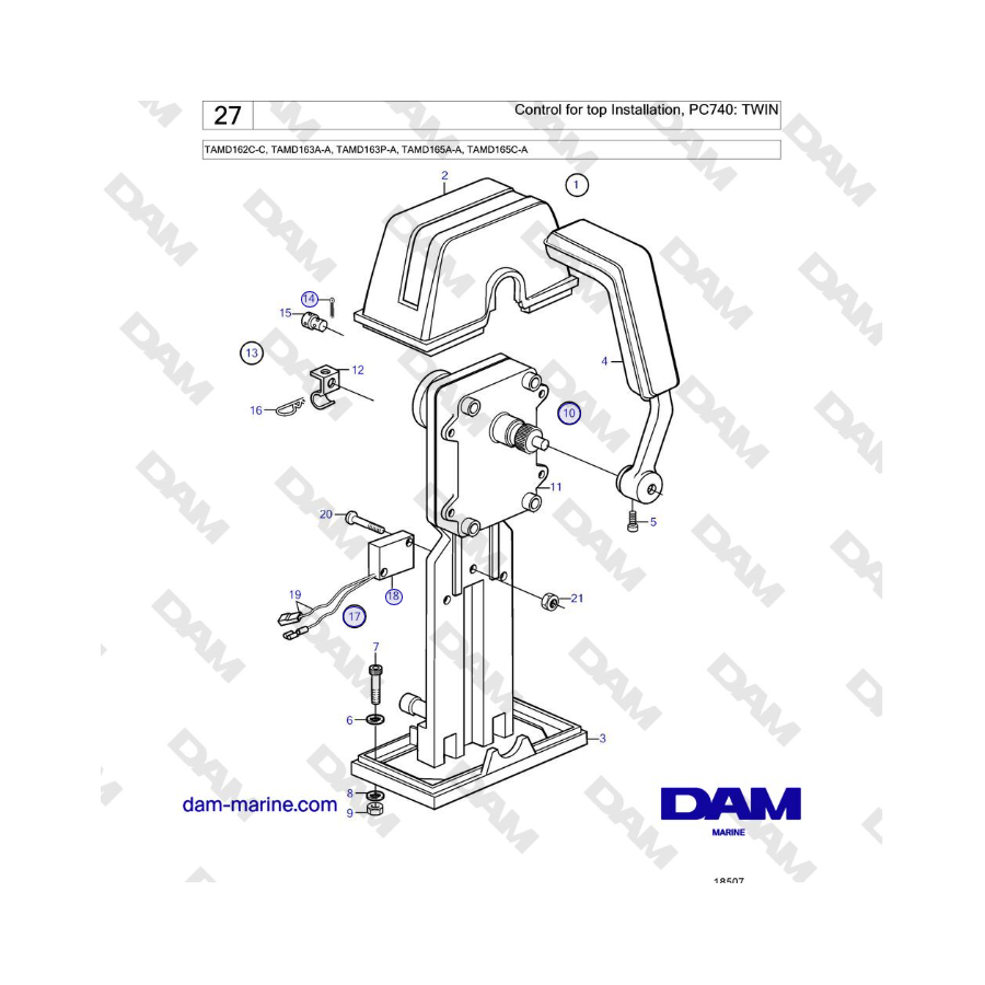 Volvo Penta TAMD162C-C, TAMD163A-A, TAMD163P-A, TAMD165A-A, TAMD165C-A - Control para instalación superior, PC740: TWIN