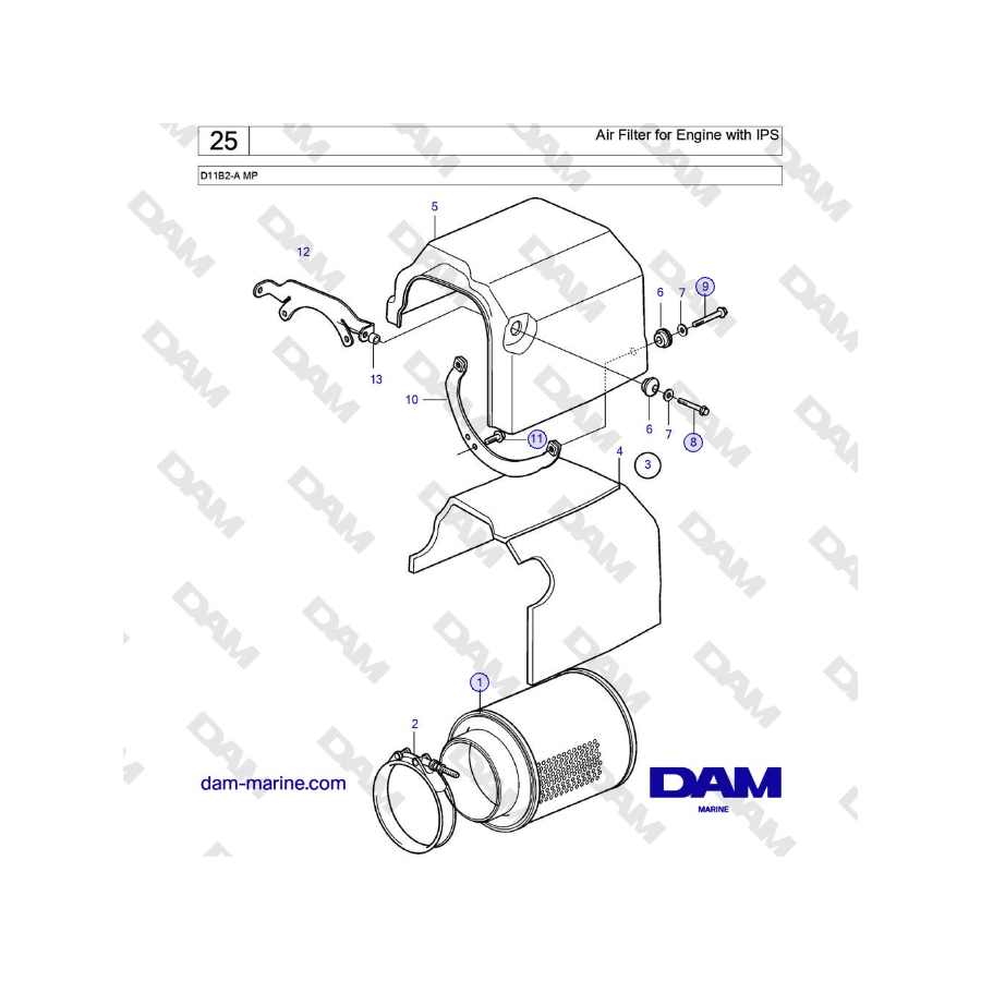Volvo Penta D11B2-A MP - Filtro de aire para motor con IPS
