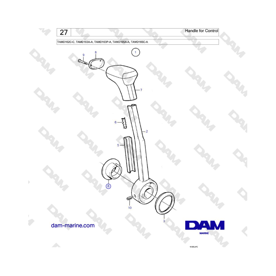 Volvo Penta TAMD162C-C, TAMD163A-A, TAMD163P-A, TAMD165A-A, TAMD165C-A - Manija de control