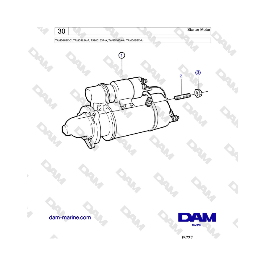 Volvo Penta TAMD162C-C, TAMD163A-A, TAMD163P-A, TAMD165A-A, TAMD165C-A - Motor de arranque