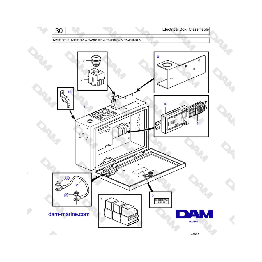 Volvo Penta TAMD162C-C, TAMD163A-A, TAMD163P-A, TAMD165A-A, TAMD165C-A - Caja eléctrica clasificable 