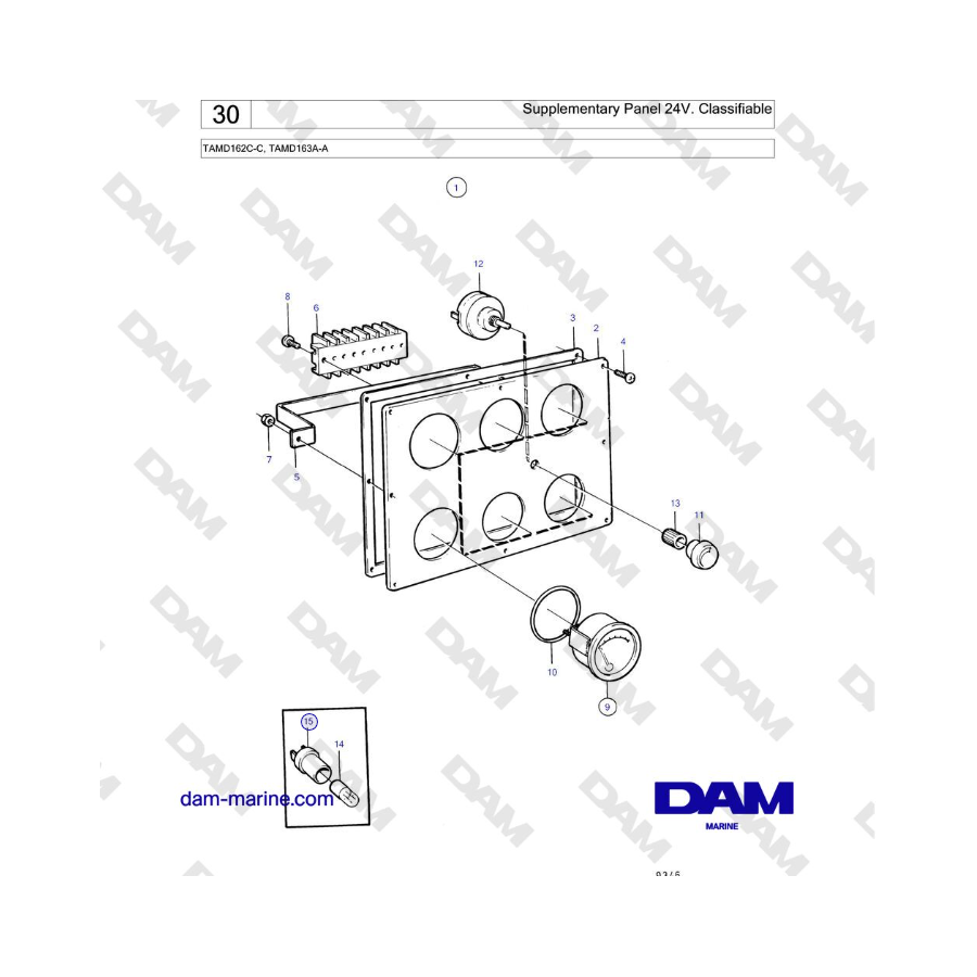 Volvo Penta TAMD162C-C, TAMD163A-A - Panel suplementario de 24 V