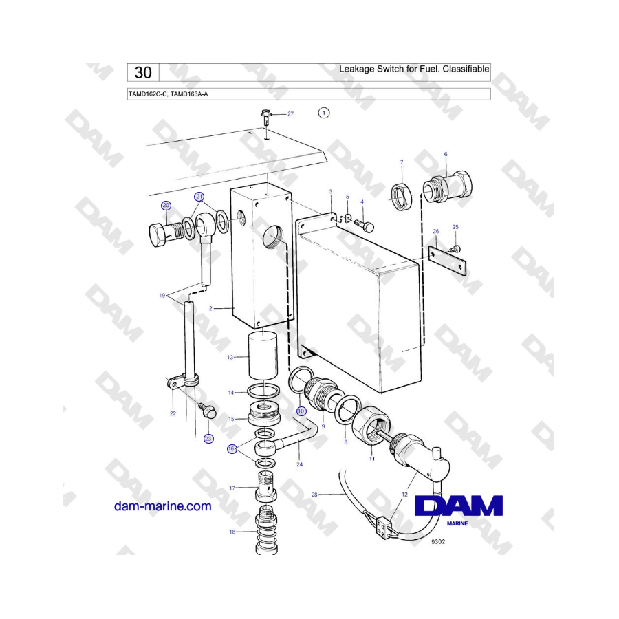 Volvo Penta TAMD162C-C, TAMD163A-A - Interruptor de fuga de combustible. Clasificable
