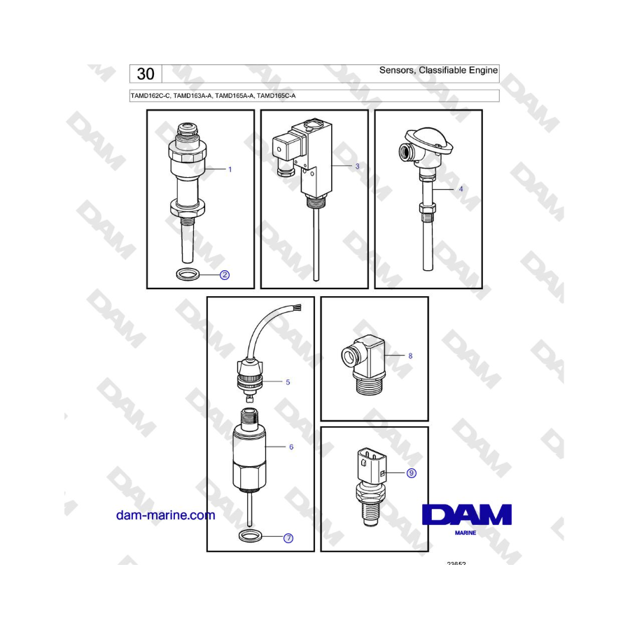 Volvo Penta TAMD162C-C, TAMD163A-A, TAMD165A-A, TAMD165C-A - Sensores, motor clasificable 