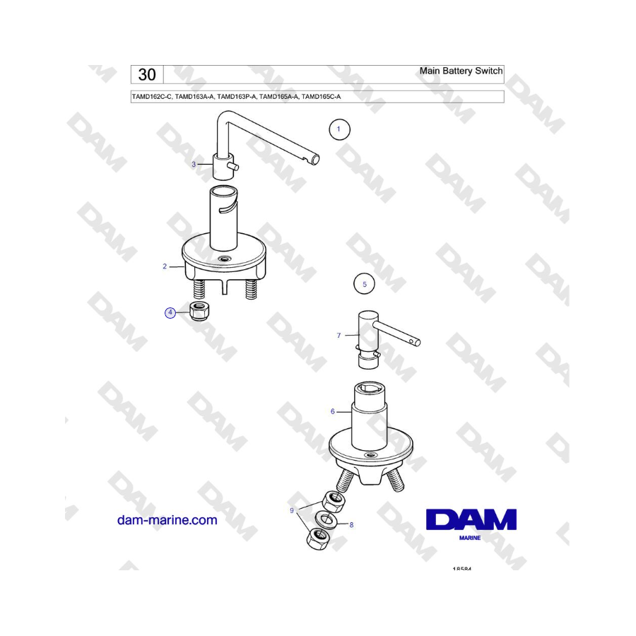 Volvo Penta TAMD162C-C, TAMD163A-A, TAMD163P-A, TAMD165A-A, TAMD165C-A - Interruttore principale della batteria