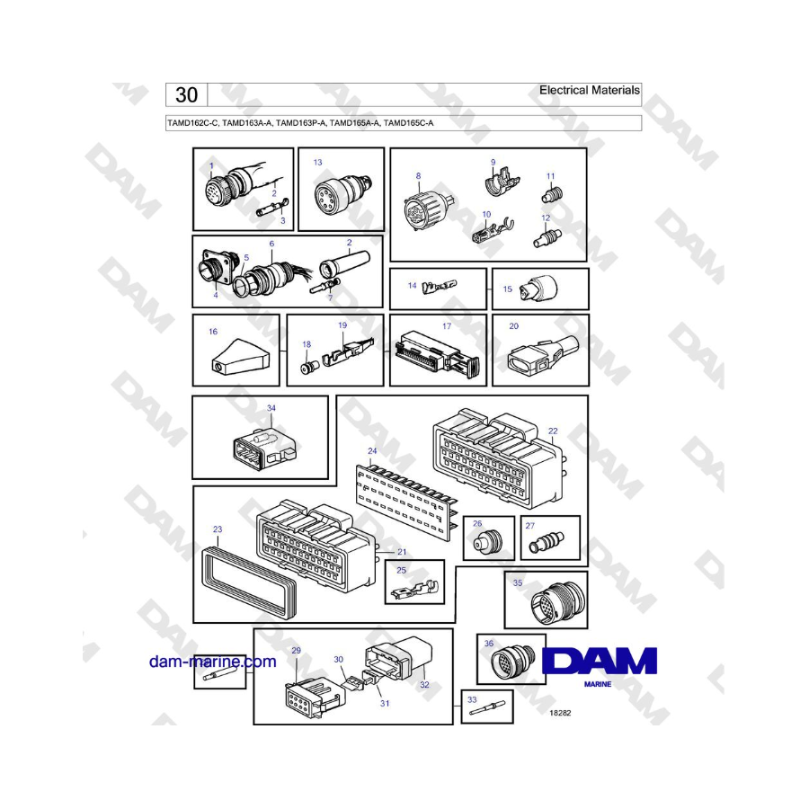 Volvo Penta TAMD162C-C, TAMD163A-A, TAMD163P-A, TAMD165A-A, TAMD165C-A - Materiales eléctricos